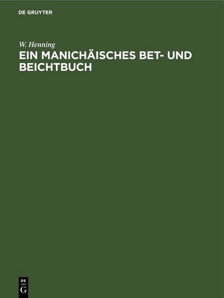Produktbild: Ein Manich&auml;isches Bet- und Beichtbuch