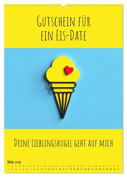 Produktbild: Gutscheinkalender - Gutschein Karten als Geschenk der Liebe (hochwertiger Premium Wandkalender 2026 DIN A2 hoch), Kunstdruck in Hochglanz