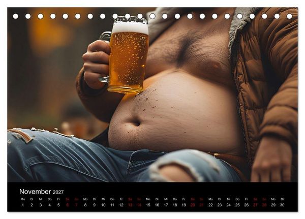 Produktbild: Lustige Kalender M&auml;nner mit Bierb&auml;uchen - Bierbauch Kalender Geschenk f&uuml;r Kollegen, Freunde & Party-Liebhaber Wandkalender (Tischkalender 2027 DIN A5 quer), CALVENDO Monatskalender