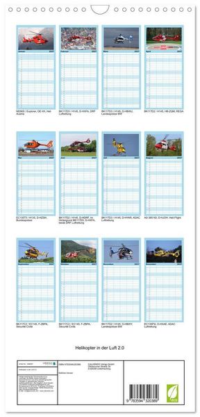 Produktbild: Familienplaner 2027 - Helikopter in der Luft 2.0 mit 5 Spalten (Wandkalender, 21 x 45 cm) CALVENDO