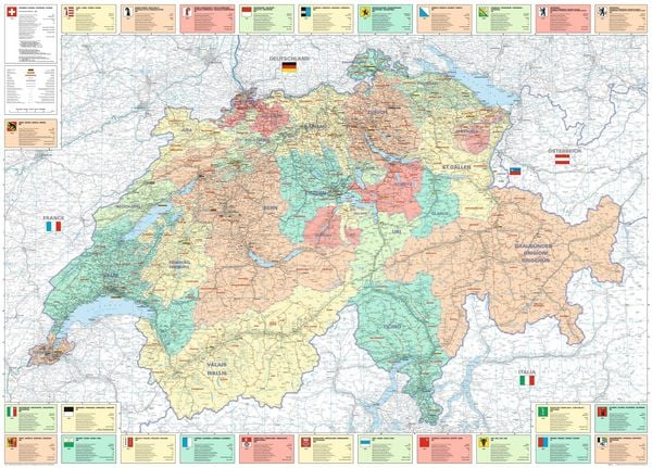 Produktbild: K&uuml;mmerly+Frey Schweiz, Karte politisch Poster 1:275.000