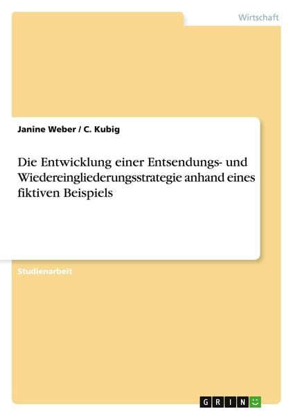 Die Entwicklung einer Entsendungs- und Wiedereingliederungsstrategie anhand eines fiktiven Beispiels, Taschenbuch von Janine Weber , C. Kubig, GRIN,