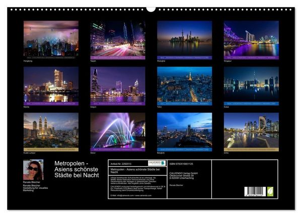 Produktbild: Metropolen - Asiens sch&ouml;nste St&auml;dte bei Nacht (Wandkalender 2027 DIN A2 quer), CALVENDO Monatskalender