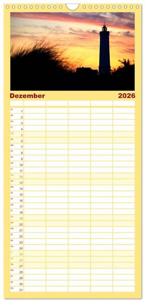 Produktbild: Familienplaner 2026 - Leuchtt&uuml;rme PUR mit 5 Spalten (Wandkalender, 21 x 45 cm) CALVENDO