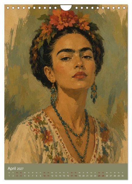 Produktbild: Freude im Haar. Leid im Herzen. Eine Hommage an Frida Kahlo (Wandkalender 2027 DIN A4 hoch), CALVENDO Monatskalender