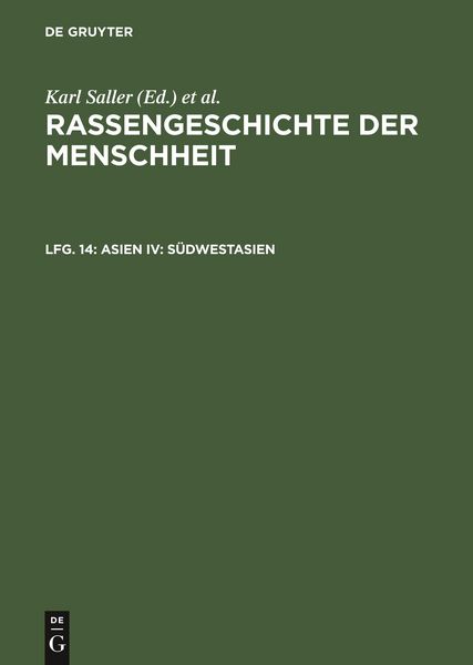 Produktbild: Rassengeschichte der Menschheit / Asien IV: S&uuml;dwestasien
