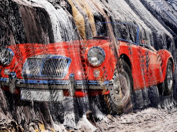Produktbild: CALVENDO Puzzle MG Roadster vor dramatischem Hintergrund | 1000 Teile Lege-Gr&ouml;&szlig;e 64x48cm Foto-Puzzle f&uuml;r gl&uuml;ckliche Stunden
