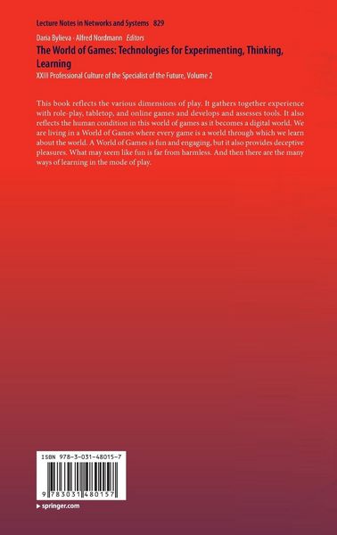 Produktbild: The World of Games: Technologies for Experimenting, Thinking, Learning