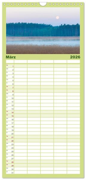 Produktbild: Familienplaner 2026 - Stille Naturmomente mit 5 Spalten (Wandkalender, 21 x 45 cm) CALVENDO