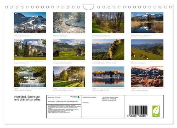 Produktbild: Kitzb&uuml;hel, Sportstadt und Wanderparadies (Wandkalender 2026 DIN A4 quer), CALVENDO Monatskalender