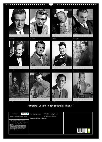 Produktbild: Filmstars - Legenden der goldenen Filmjahre (Wandkalender 2026 DIN A2 hoch), CALVENDO Monatskalender