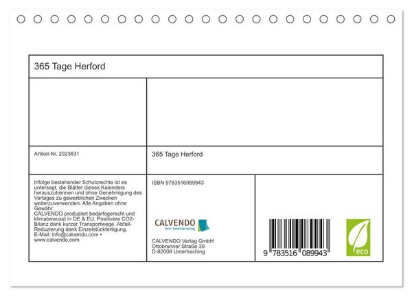 Produktbild: 365 Tage Herford (Tischkalender 2026 DIN A5 quer), CALVENDO Monatskalender