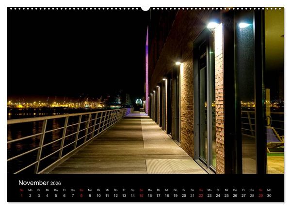 Produktbild: hamburg - night views (Wandkalender 2026 DIN A2 quer), CALVENDO Monatskalender