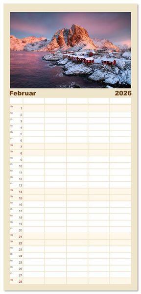 Produktbild: Familienplaner 2026 - Farben der Lofoten - Jahreszeiten jenseits des Polarkreises mit 5 Spalten (Wandkalender, 21 x 45 cm) CALVENDO