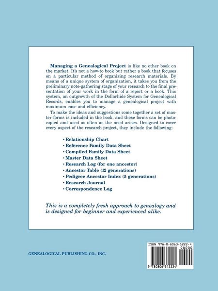 Produktbild: Managing a Genealogical Project. a Complete Manual for the Management and Organization of Genealogical Materials. Updated Edition