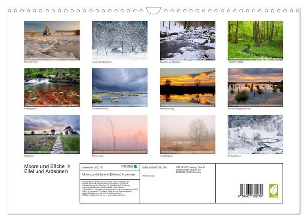 Produktbild: Moore und B&auml;che in Eifel und Ardennen (Wandkalender 2026 DIN A3 quer), CALVENDO Monatskalender