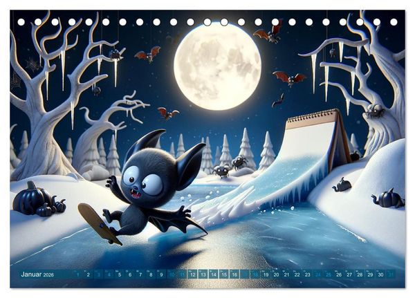 Produktbild: Fl&uuml;gel der Nacht: Abenteuer der kleinen Vampire (Tischkalender 2026 DIN A5 quer), CALVENDO Monatskalender
