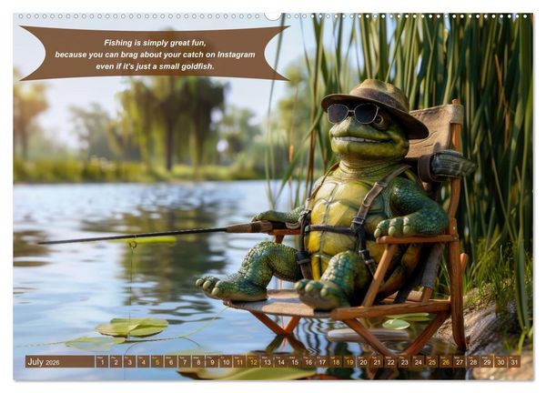 Produktbild: Funny charming animals as fishermen (High Quality Premium Wall Calendar 2026 DIN A2 landscape),CALVENDO 12 Month Wall Calendar