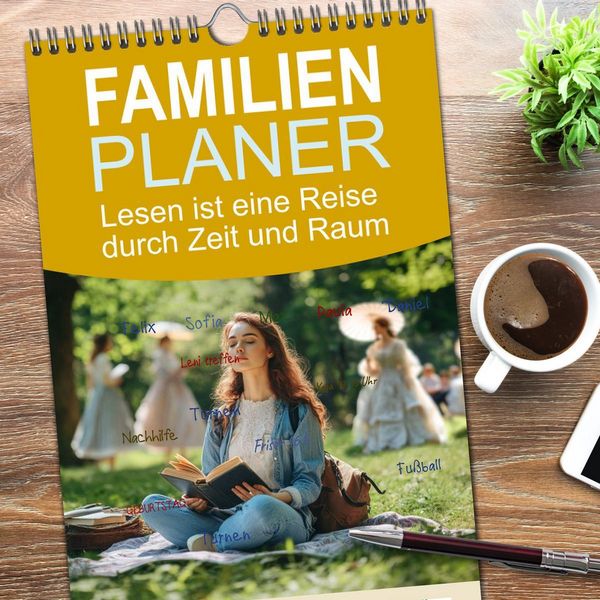 Produktbild: Familienplaner 2026 - Lesen ist eine Reise durch Zeit und Raum mit 5 Spalten (Wandkalender, 21 x 45 cm) CALVENDO