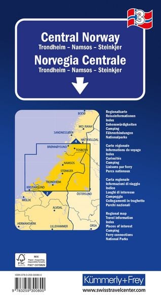 Produktbild: K&uuml;mmerly+Frey Regional-Strassenkarte 3 Zentral Norwegen 1:300.000