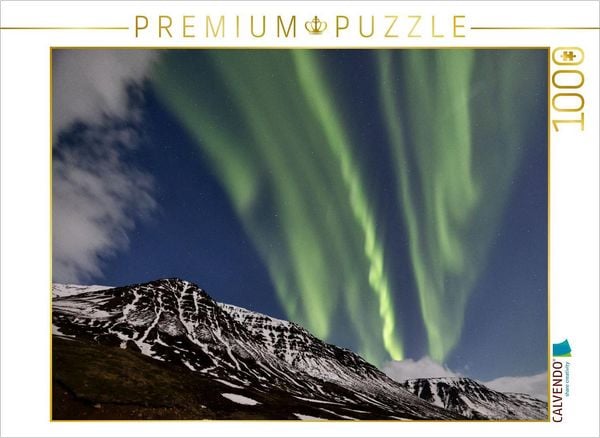 CALVENDO Puzzle Nordlichter über den Bergen des Hochlandes von Island | 1000 Teile Lege-Größe 64x48cm Foto-Puzzle für glückliche Stunden