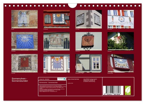 Produktbild: Sonnenuhren - Sonnenstunden (Wandkalender 2026 DIN A4 quer), CALVENDO Monatskalender