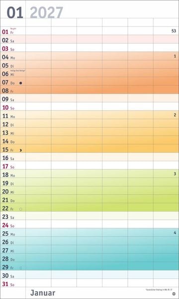 Produktbild: Bunte Wochen Familienplaner XL 2027