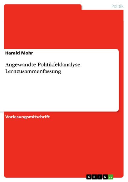 Produktbild: Angewandte Politikfeldanalyse. Lernzusammenfassung