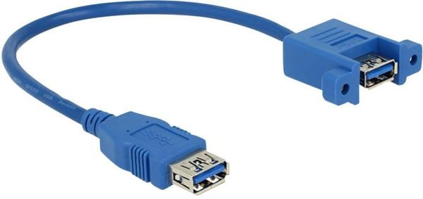 Delock USB-Kabel USB 3.2 Gen1 (USB 3.0 / USB 3.1 Gen1) USB-A Buchse, USB-A Buchse 0.25 m Blau 85111