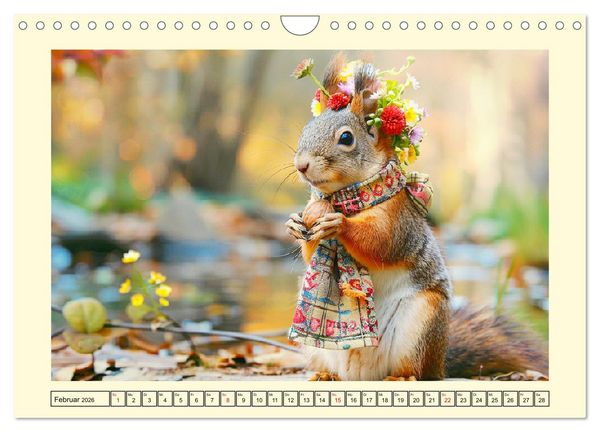 Produktbild: H&ouml;rnchen-Mode in der Natur. Niedliche Eichh&ouml;rnchen auf trendiger Mission (Wandkalender 2026 DIN A4 quer), CALVENDO Monatskalender