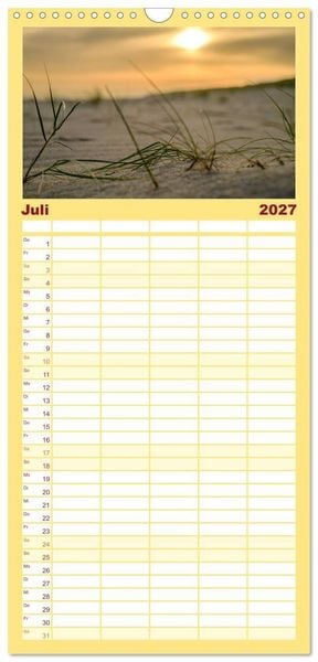 Produktbild: Familienplaner 2027 - feeling Sylt mit 5 Spalten (Wandkalender, 21 x 45 cm) CALVENDO