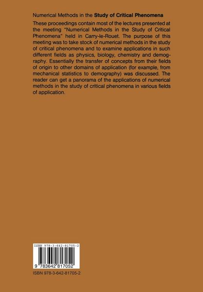 Produktbild: Numerical Methods in the Study of Critical Phenomena
