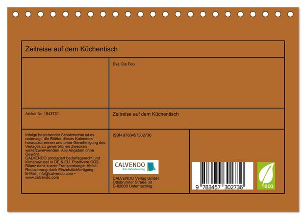 Produktbild: Zeitreise auf dem K&uuml;chentisch (Tischkalender 2026 DIN A5 quer), CALVENDO Monatskalender