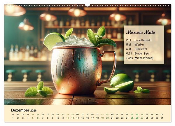 Produktbild: Cocktail-Klassiker (Wandkalender 2026 DIN A2 quer), CALVENDO Monatskalender
