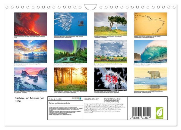 Produktbild: Farben und Muster der Erde (Wandkalender 2026 DIN A4 quer), CALVENDO Monatskalender
