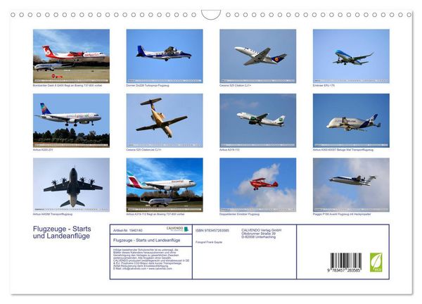 Produktbild: Flugzeuge - Starts und Landeanfl&uuml;ge (Wandkalender 2026 DIN A3 quer), CALVENDO Monatskalender