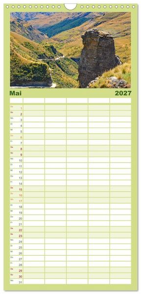 Produktbild: Familienplaner 2027 - Neuseeland - Land der Kontraste mit 5 Spalten (Wandkalender, 21 x 45 cm) CALVENDO