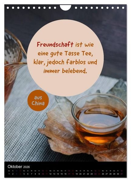 Produktbild: TEE Weisheiten und Zitate (Wandkalender 2026 DIN A4 hoch), CALVENDO Monatskalender