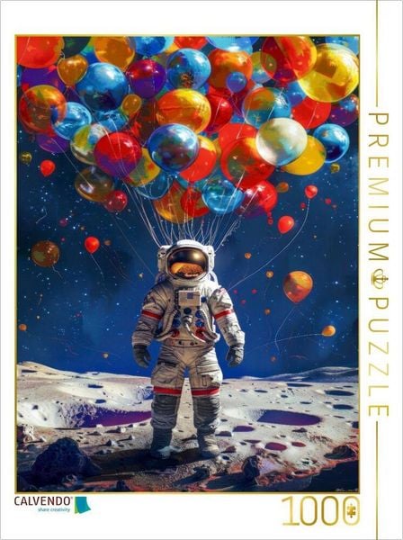 CALVENDO Puzzle Mit vielen bunten Luftballons ins All | 1000 Teile Lege-Größe 64x48cm Foto-Puzzle für glückliche Stunden