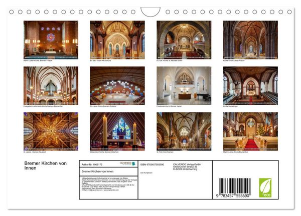 Produktbild: Bremer Kirchen von Innen (Wandkalender 2026 DIN A4 quer), CALVENDO Monatskalender