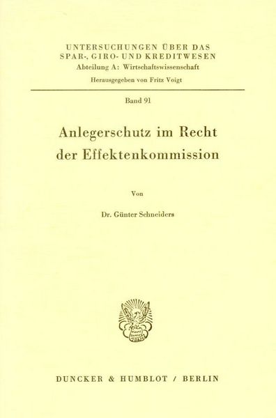 Produktbild: Anlegerschutz im Recht der Effektenkommission.