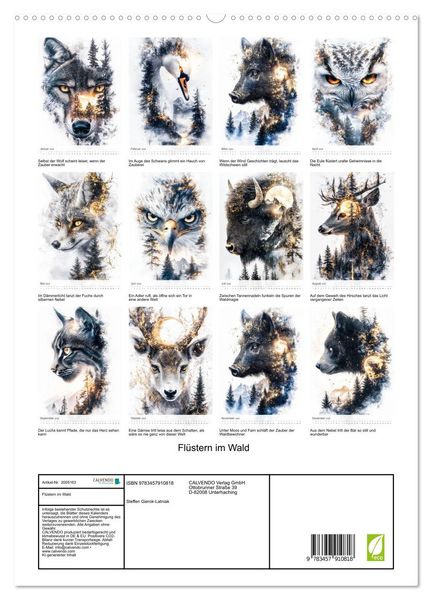 Produktbild: Fl&uuml;stern im Wald (hochwertiger Premium Wandkalender 2026 DIN A2 hoch), Kunstdruck in Hochglanz