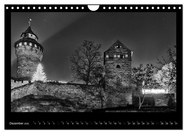 Produktbild: N&uuml;rnberg - Ansichten in schwarz und wei&szlig; (Wandkalender 2026 DIN A4 quer), CALVENDO Monatskalender