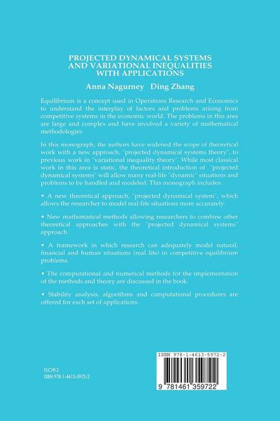 Produktbild: Projected Dynamical Systems and Variational Inequalities with Applications