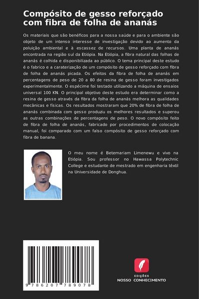 Produktbild: Comp&oacute;sito de gesso refor&ccedil;ado com fibra de folha de anan&aacute;s