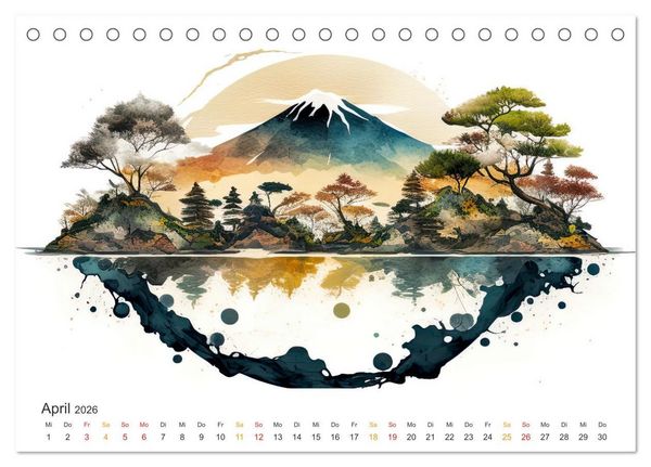 Produktbild: Japan - Aquarell Kunst und Tradition (Tischkalender 2026 DIN A5 quer), CALVENDO Monatskalender