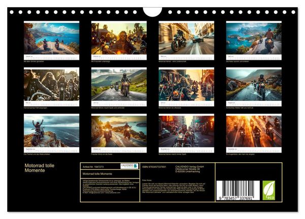 Produktbild: Motorrad tolle Momente (Wandkalender 2026 DIN A4 quer), CALVENDO Monatskalender