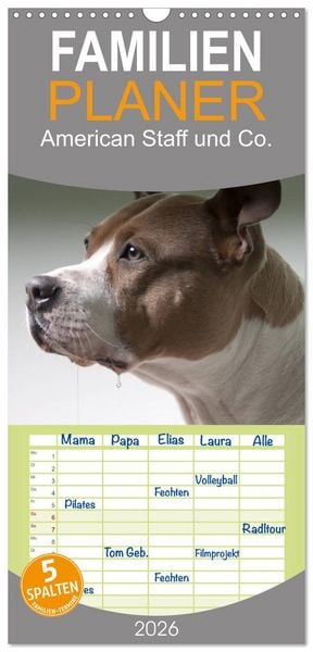 Produktbild: Familienplaner 2026 - American Staff und Co. mit 5 Spalten (Wandkalender, 21 x 45 cm) CALVENDO