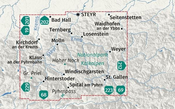 Produktbild: KOMPASS Wanderkarte 70 Nationalpark Kalkalpen, Ennstal, Steyrtal, Pyhrn-Priel-Region 1:50.000