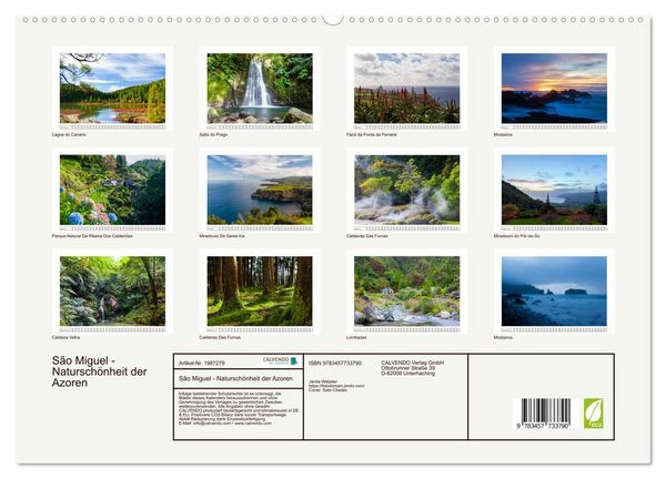 Produktbild: S&atilde;o Miguel - Natursch&ouml;nheit der Azoren (hochwertiger Premium Wandkalender 2026 DIN A2 quer), Kunstdruck in Hochglanz